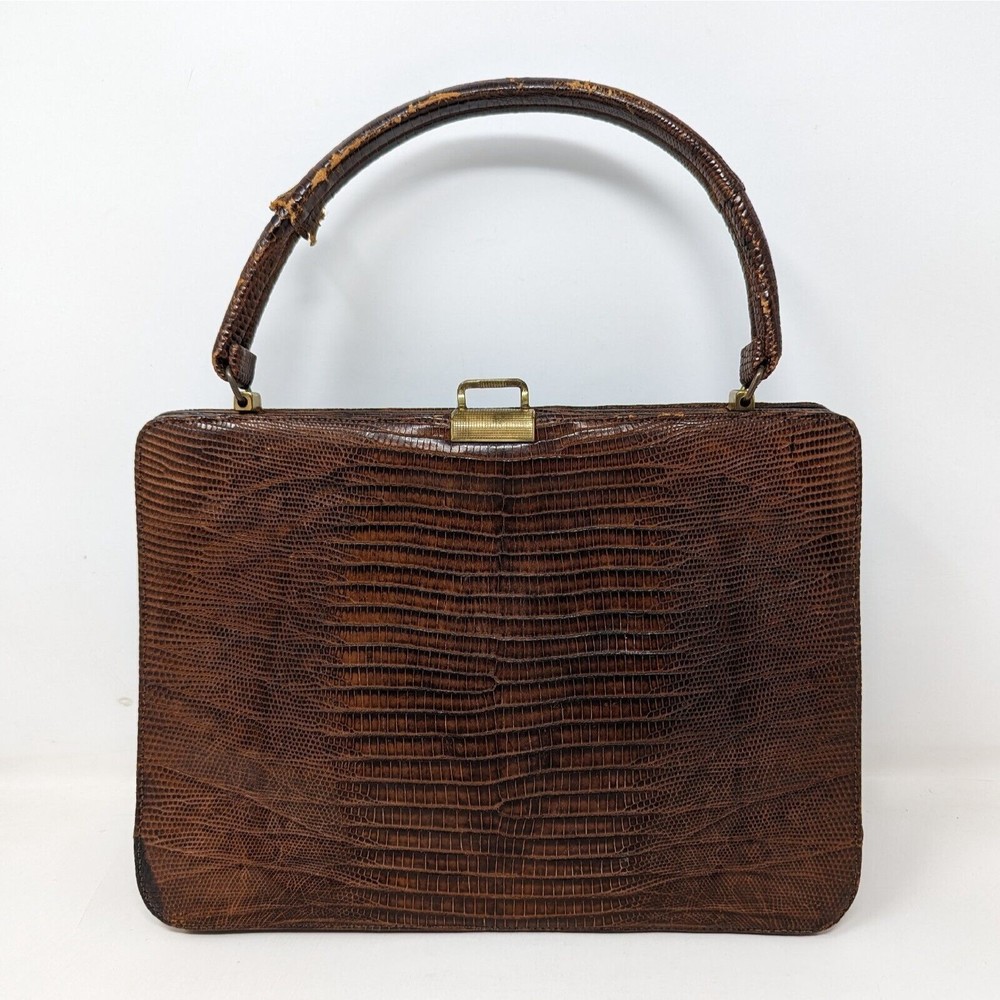 Bellestone Alligator Leather Purse MCM Handbag Vintage 1950s Brown